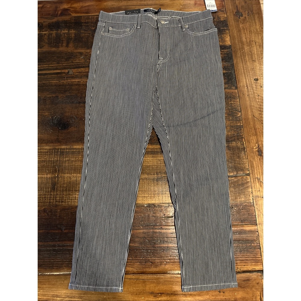 NWT Ralph Lauren Super Stretch Mid Rise Skinny Ankle Size 14 Stripe